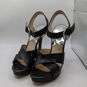 Michael Kors Oksana Leather Heel Sandals SZ 9